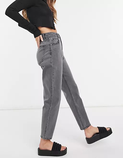 Pull&Bear mom jean in dark grey | ASOS (Global)