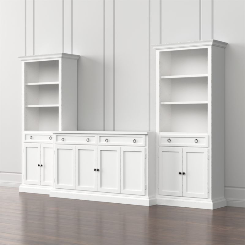 Cameo 3-Piece Modular White Media Entertainment Center with Storage Bookcases + Reviews | Crate &... | Crate & Barrel