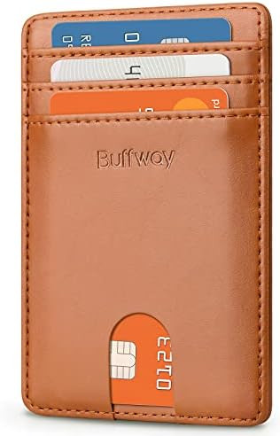 Buffway Mens Slim Wallet, Minimalist Thin Front Pocket Leather Credit Card Holder with RFID Block... | Amazon (US)
