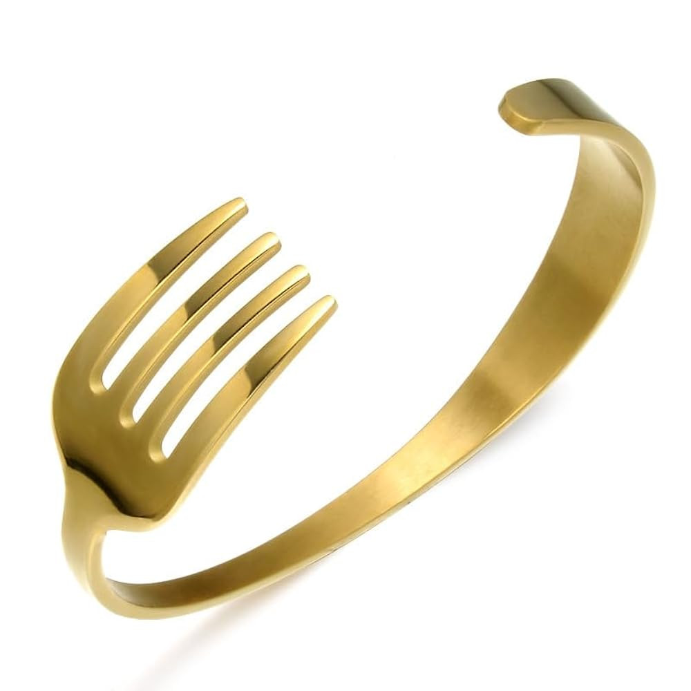 Gold Colored Fork Bracelet for Women Little Mermaid Style Fork Hairbrush Cuff | Amazon (US)