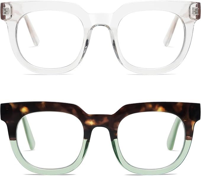 2 PACK Retro Oversized Blue Light Blocking Reading Glasses for Women Men,Big Square Computer Wome... | Amazon (US)