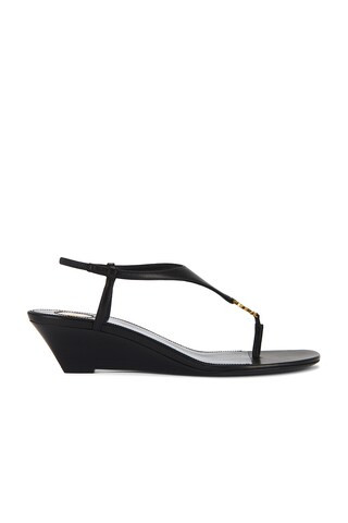 Saint Laurent Bridget Wedge Sandal in Black | FWRD 