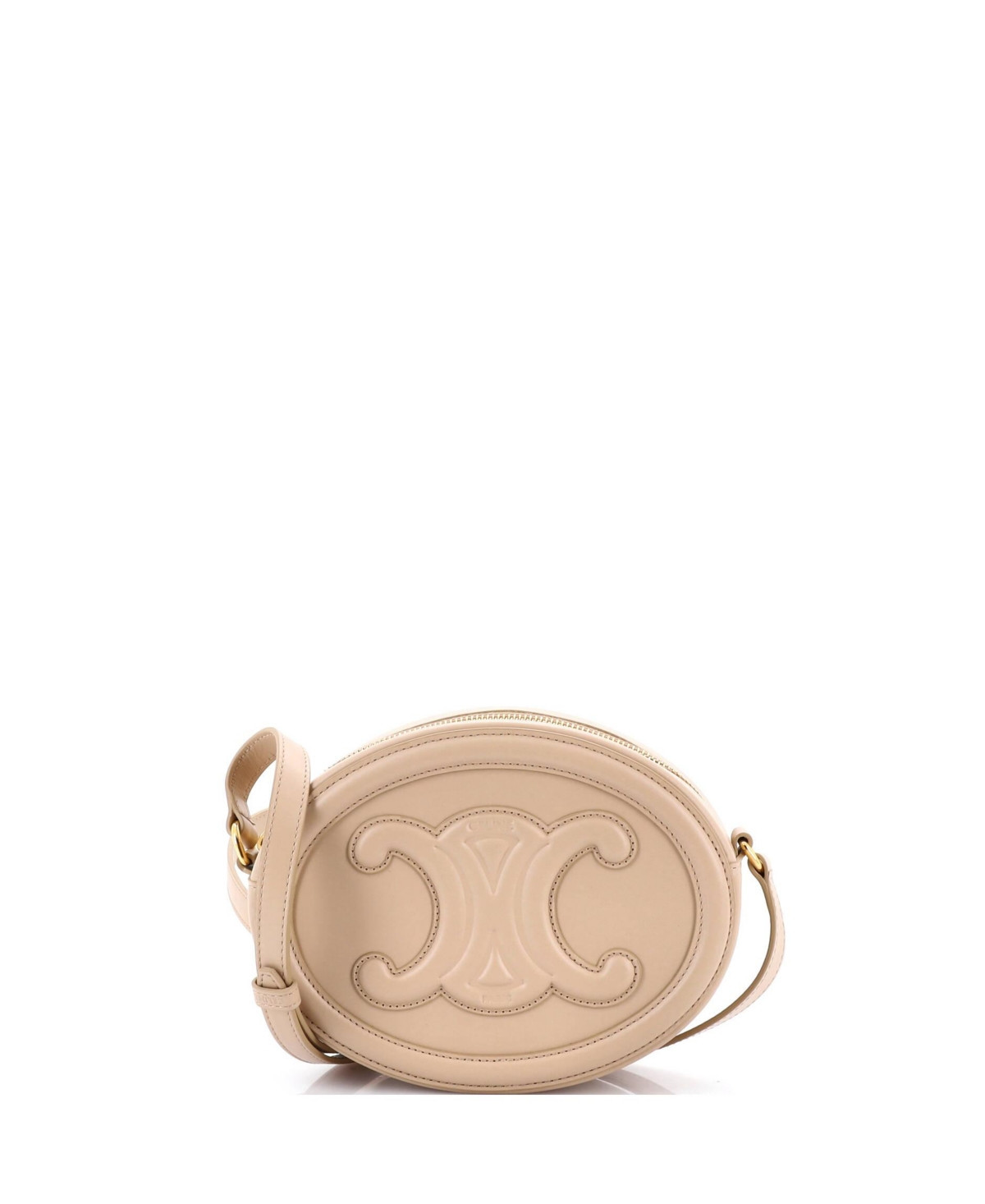 Pre-Owned Celine Triomphe Oval Crossbody Bag Leather - Light Beige | Macy's