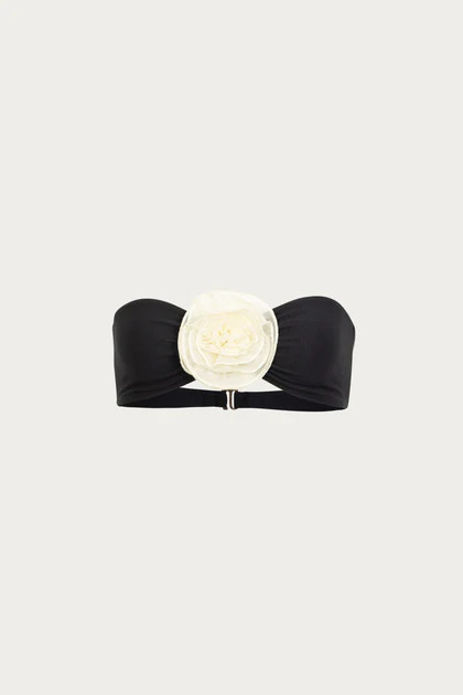 Rose Bandeau Top (Faux Suede Black/Cream) | SAME