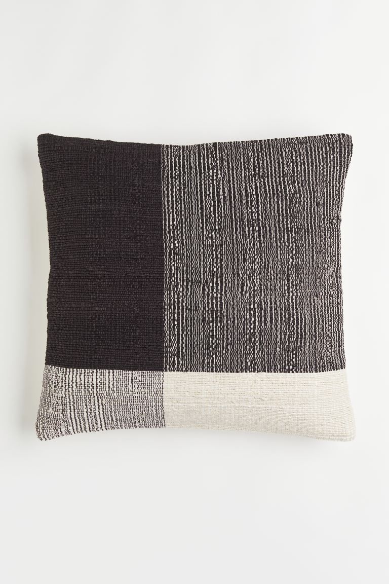 New ArrivalColor-block cushion cover in a woven jute and cotton blend. Concealed zipper at one si... | H&M (US + CA)