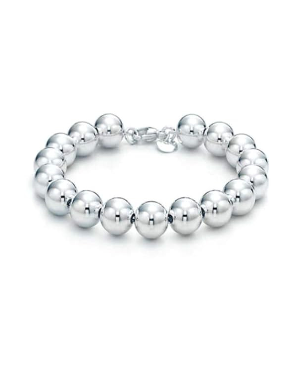 925 Sterling Silver 4MM-10M Italian Bead Ball Chain Bracelet- Handmade Bead Italian Bracelet, Sil... | Amazon (US)