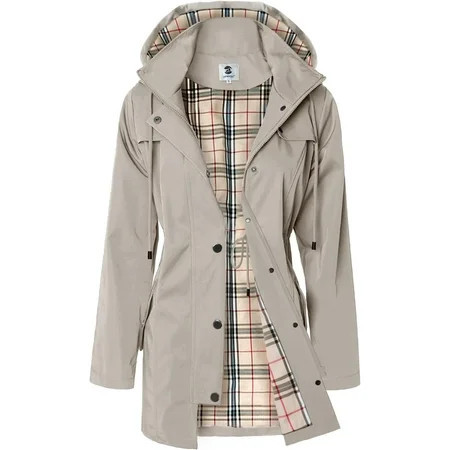 Women s Long Raincoat with Hood Outdoor Lightweight Windbreaker Rain Jacket Waterproof | Walmart (US)