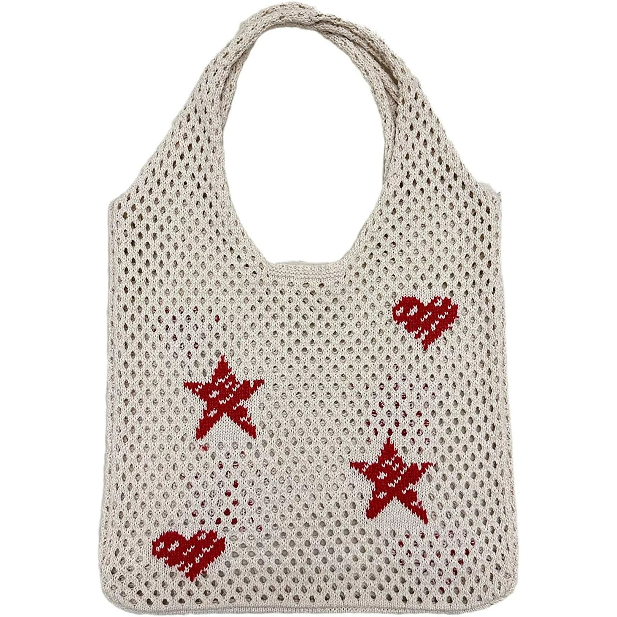 DanceeMangoo Crochet Tote Bag Y2K Star Hobo Bag for Women Aesthetic Tote Bag Fairy Grunge Handbag... | Walmart (US)