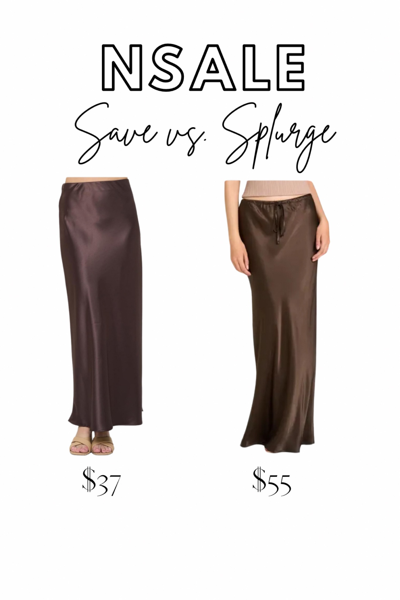 NSale look for less, satin maxi skirtt

#LTKxNSale #LTKSaleAlert #LTKStyleTip