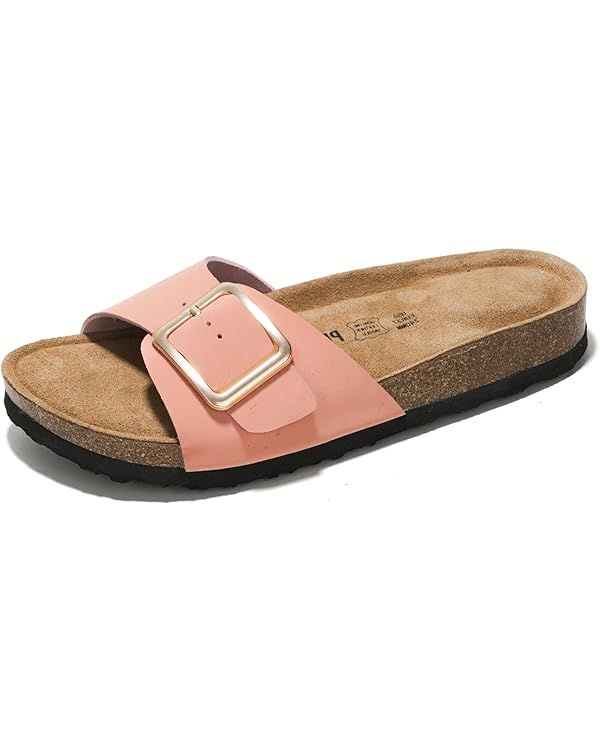 100% Genuine Leather Sandals Women Dressy Summer Beach Essentials - Flip Flops & Slides for Women... | Amazon (US)