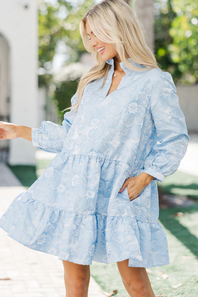 Always On My Mind Baby Blue Floral Babydoll Dress | The Mint Julep Boutique
