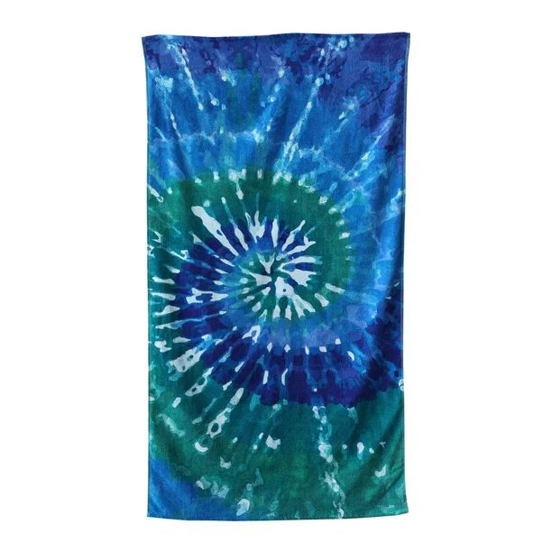 Mainstays Velour Beach Towel, Tie Dye,Green, 28x60 | Walmart (US)