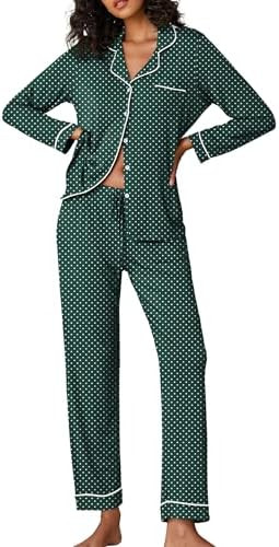 Ekouaer Pajamas Women's Long Sleeve Sleepwear Soft Button Down Loungewear Pjs Lounge Set Nightwea... | Amazon (US)