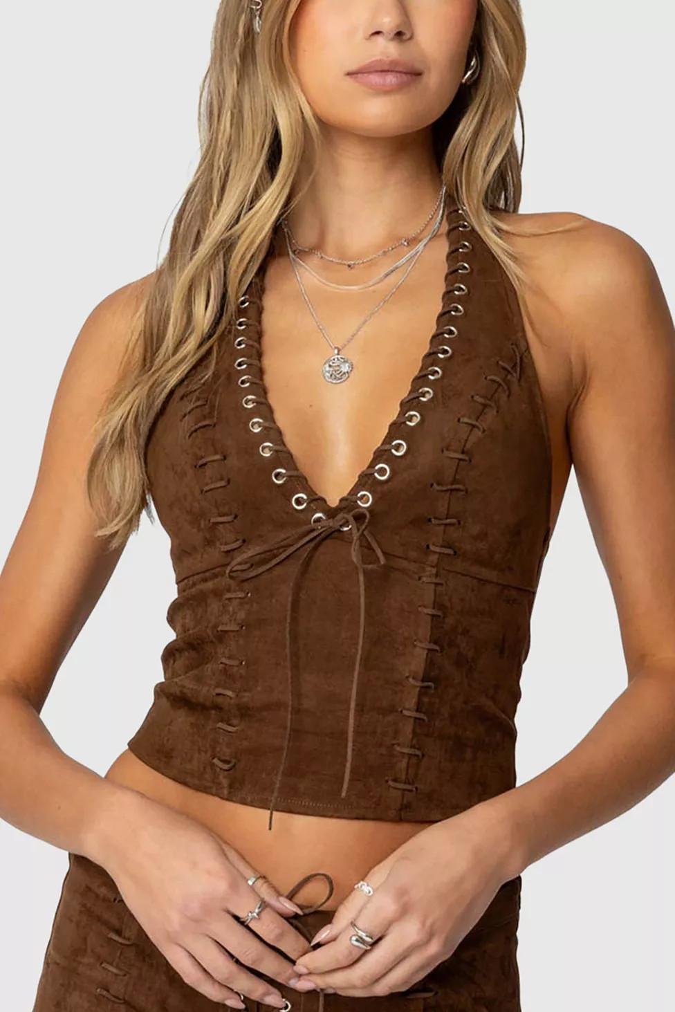 Edikted Sloane Faux Suede Halter Top | Urban Outfitters (US and RoW)