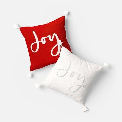 'Joy' Embroidered Boucle Square Christmas Throw Pillow - Threshold™ | Target