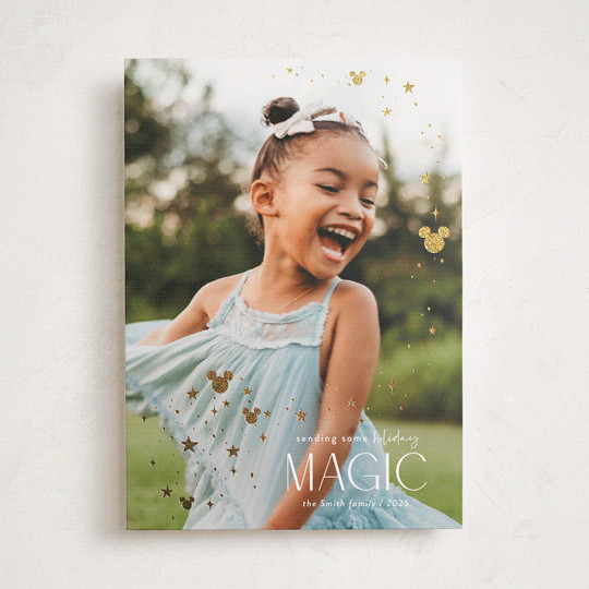 "Disney's Mickey Holiday Magic" - Customizable Foil-pressed Holiday Cards in White by Danie Romre... | Minted