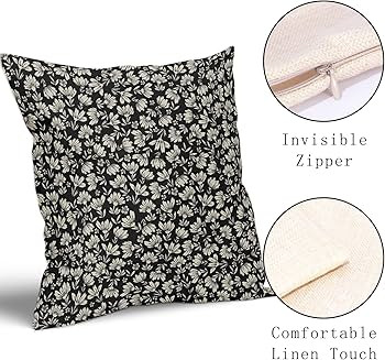 Black Brown Daisy Floral Block Print Pillow Covers 18X18 Inch Vintage Flowers Decorative Square P... | Amazon (US)