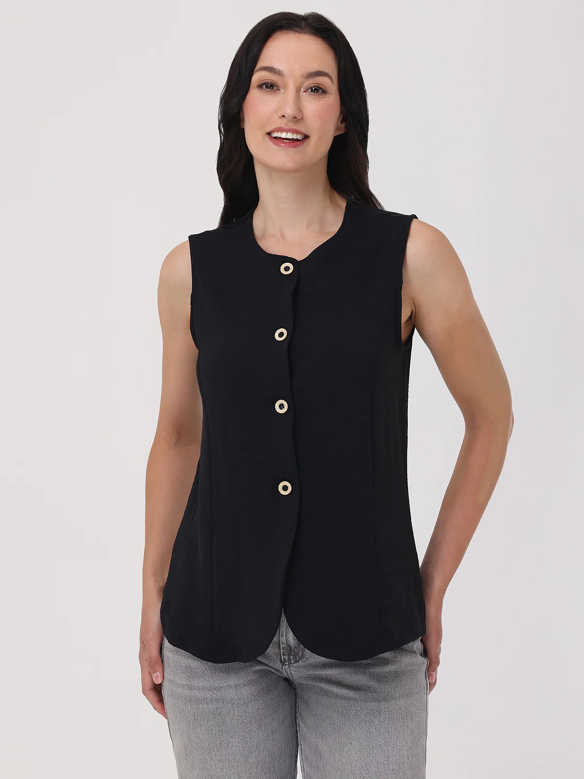 89th & Madison Sleeveless Button Front Vest | 89th + Madison