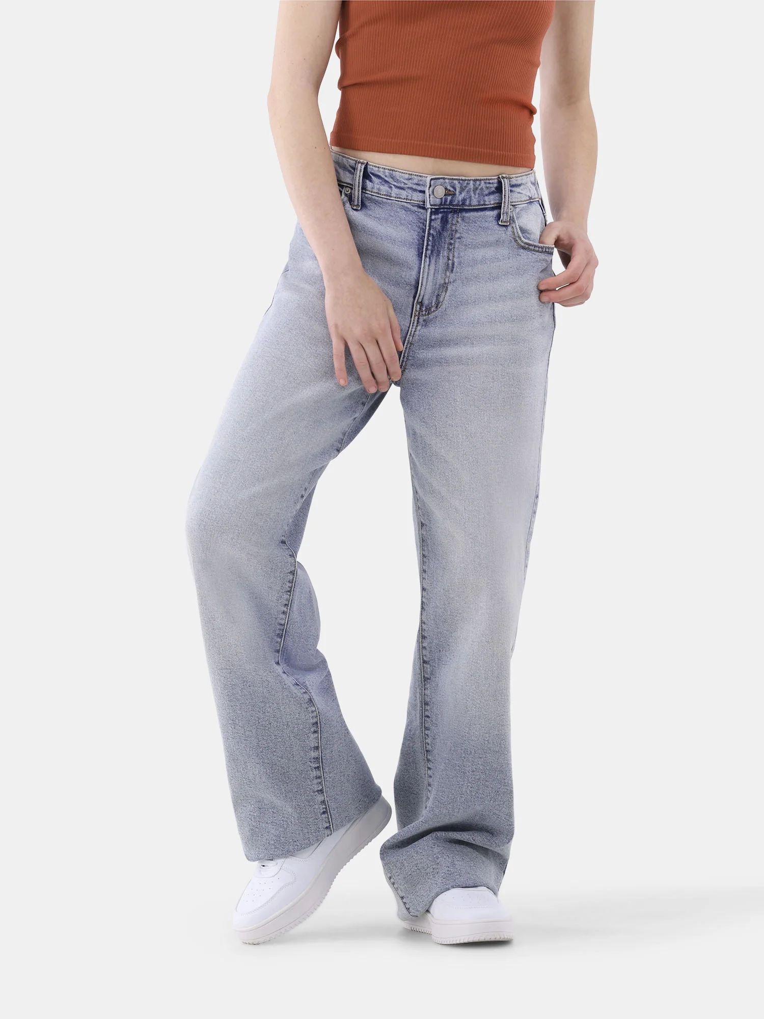 No Boundaries High Rise Baggy Wide Leg Jeans, 32" Inseam, Women's | Walmart (US)