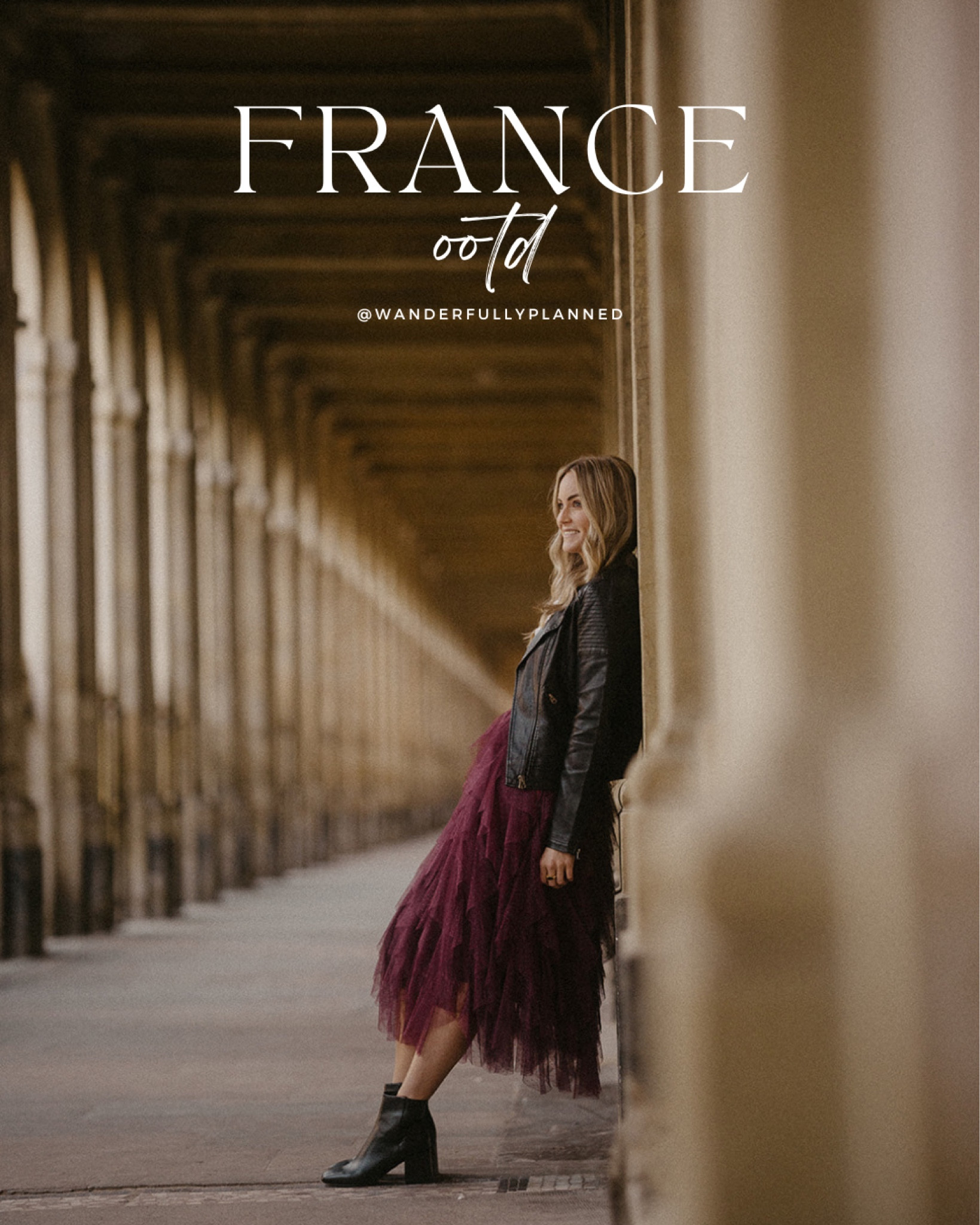 Dressy outfit for a day in France 🇫🇷 #tulleskirt #leatherjacket #franceoutfitinspo 