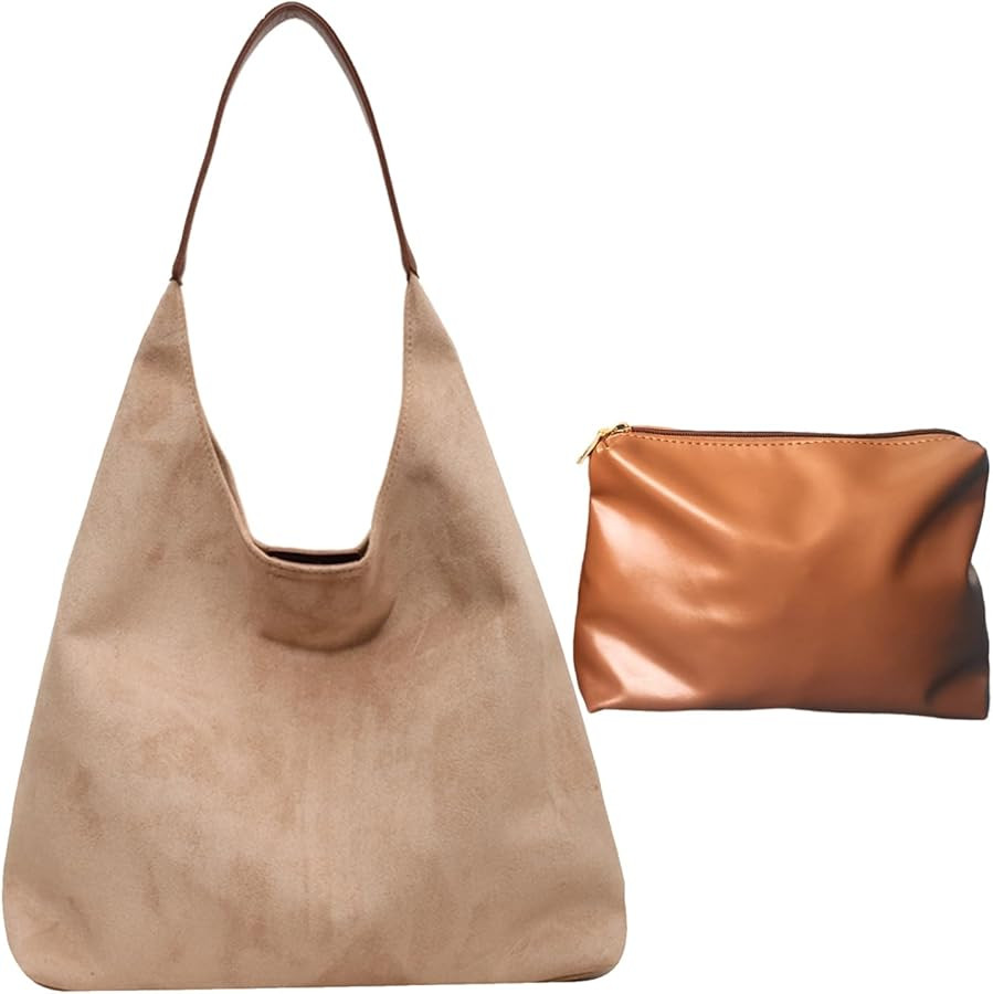 Suede Bags for Women Retro Tote Bag Suede Slouchy Bag Hobo Handbag Office Bags Tote Handbag-With ... | Amazon (US)