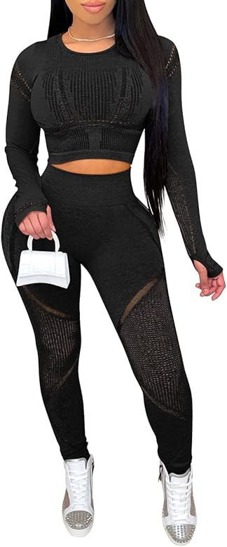 GXIN Women's Seamless Sexy Yoga Sports Crop Tops High Waist Casual Running Gym bodycom leggings Sets | Amazon (US)