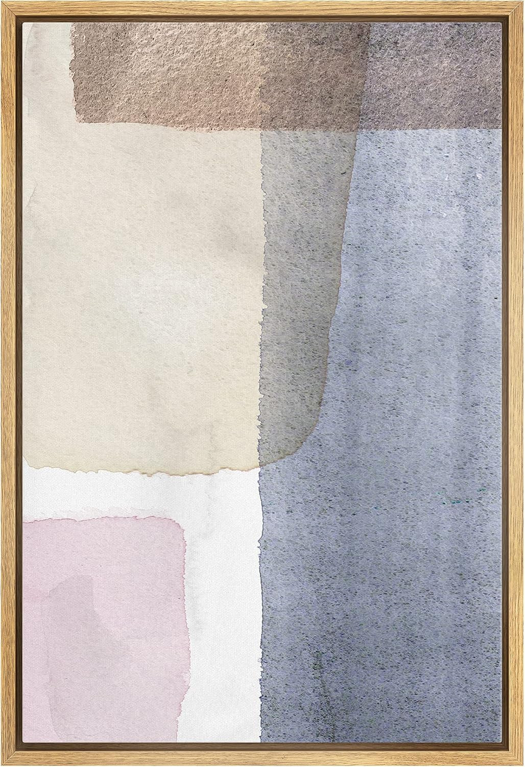 IDEA4WALL Framed Canvas Print Wall Art Blue, Pink & Tan Watercolor Paint Blocks Abstract Shapes I... | Amazon (US)