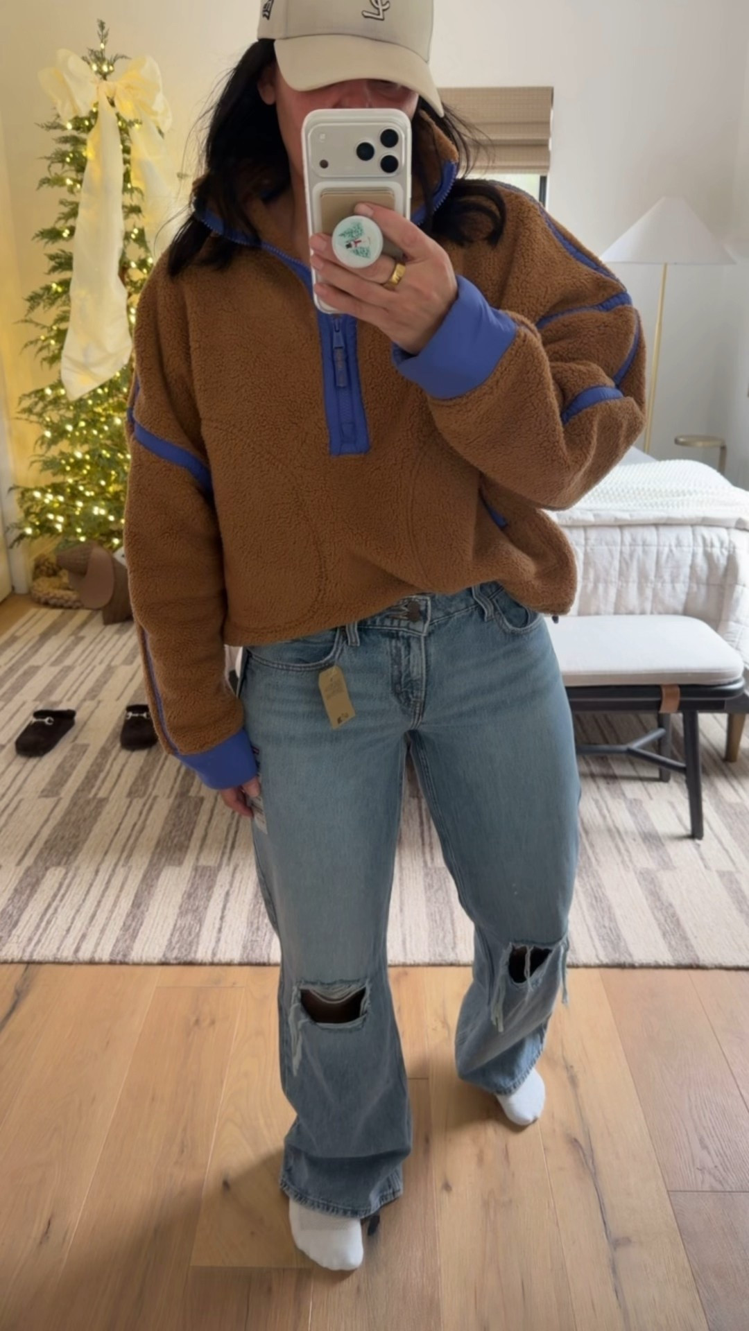 Top size medium (it’s oversized), jeans size 30 (I’m a size 10). 

#LTKMidsize #LTKootd