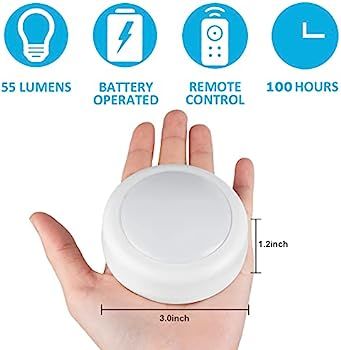 LED Puck Lights With Remote Control, Wireless Led Under Cabinet Lighting, 3 AA Battery Powered Light | Amazon (US)