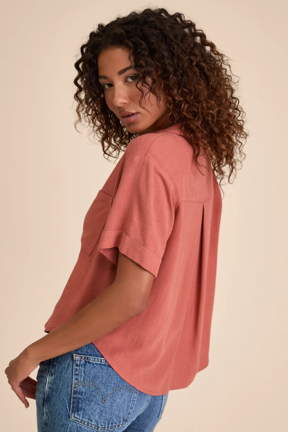 Summer Escapades Rust Red Linen Collared Button-Up Top | Lulus