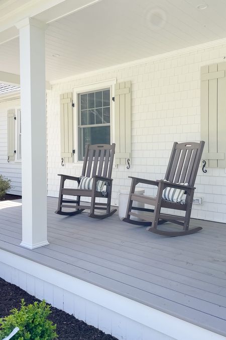 Front porch, Amazon rocking chairs, outdoor throw pillows, planters 

#LTKSeasonal #LTKhome