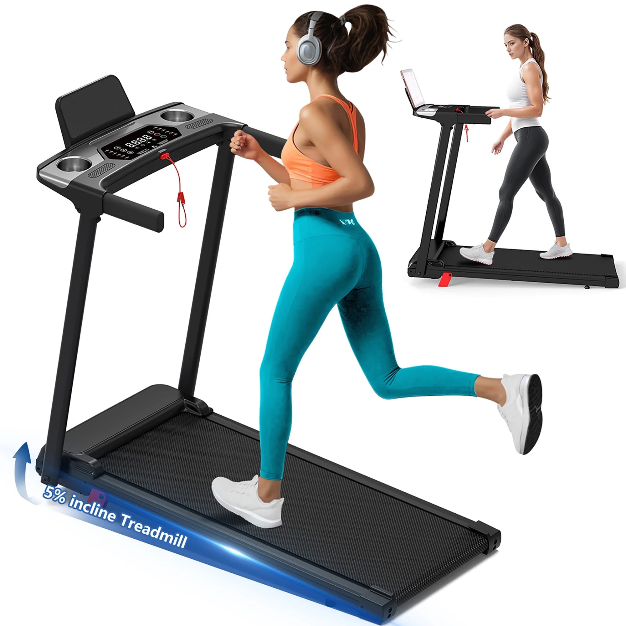 Tomile Foldable Electric Treadmill for Home, 3.0 HP Portable Treadmill with Incline for Running E... | Walmart (US)