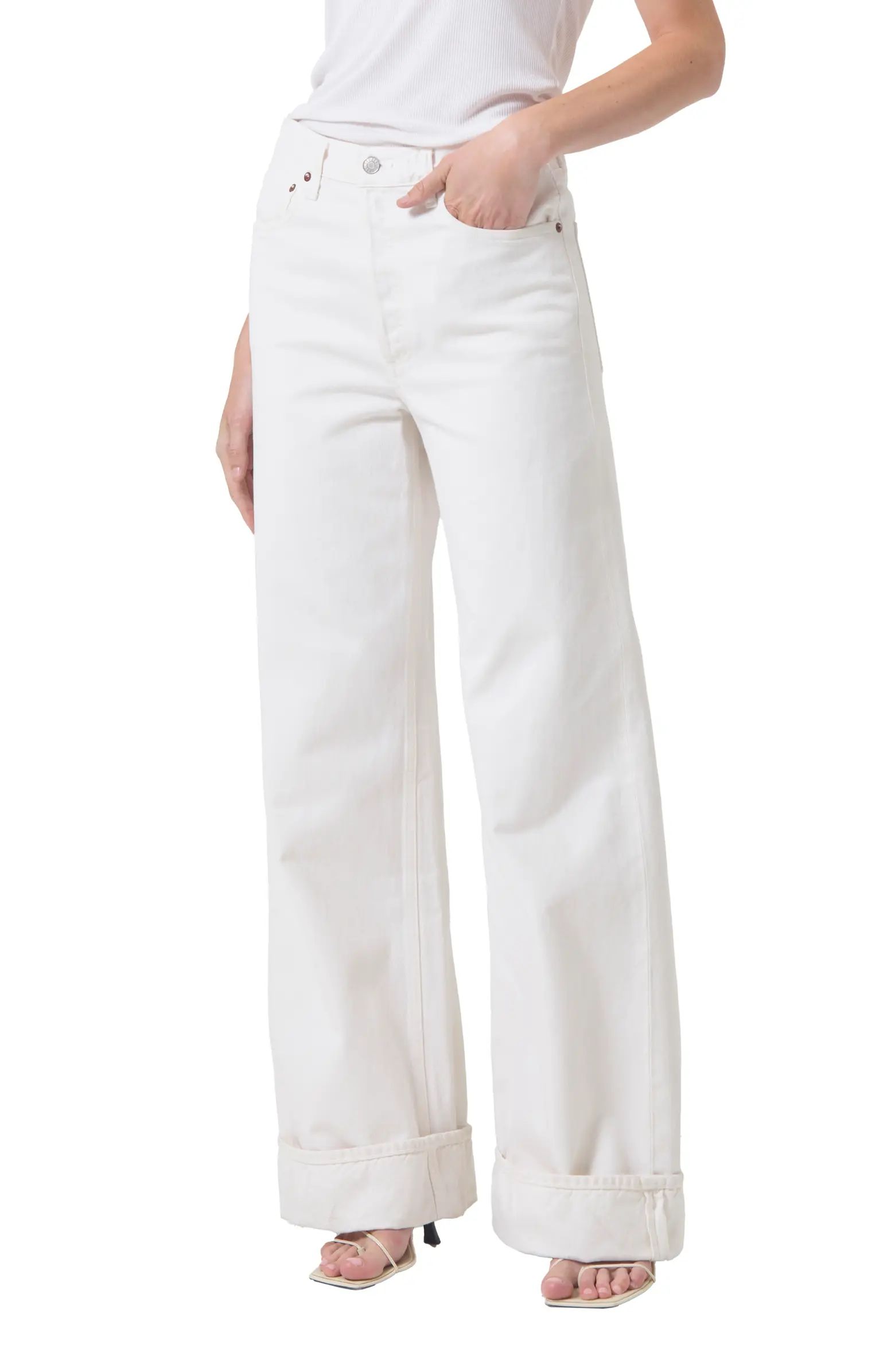 Dame Cuffed High Waist Wide Leg Organic Cotton Jeans | Nordstrom