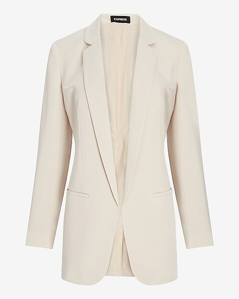 Satin Open Front Boyfriend Blazer | Express