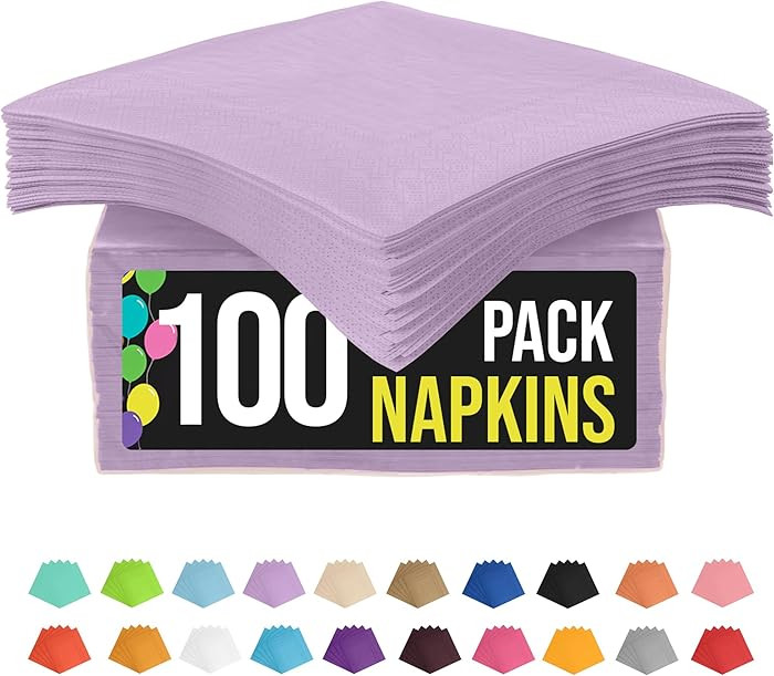 Lavender Napkins Disposable Everyday 100 Pcs 2 Ply Lavender Dinner Napkins Bulk For Parties & Par... | Amazon (US)
