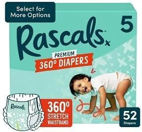 Rascal + Friends Premium 360 Absorbent Pull-On Diapers Comeloon, Size 5, 52 Count, | Amazon (US)