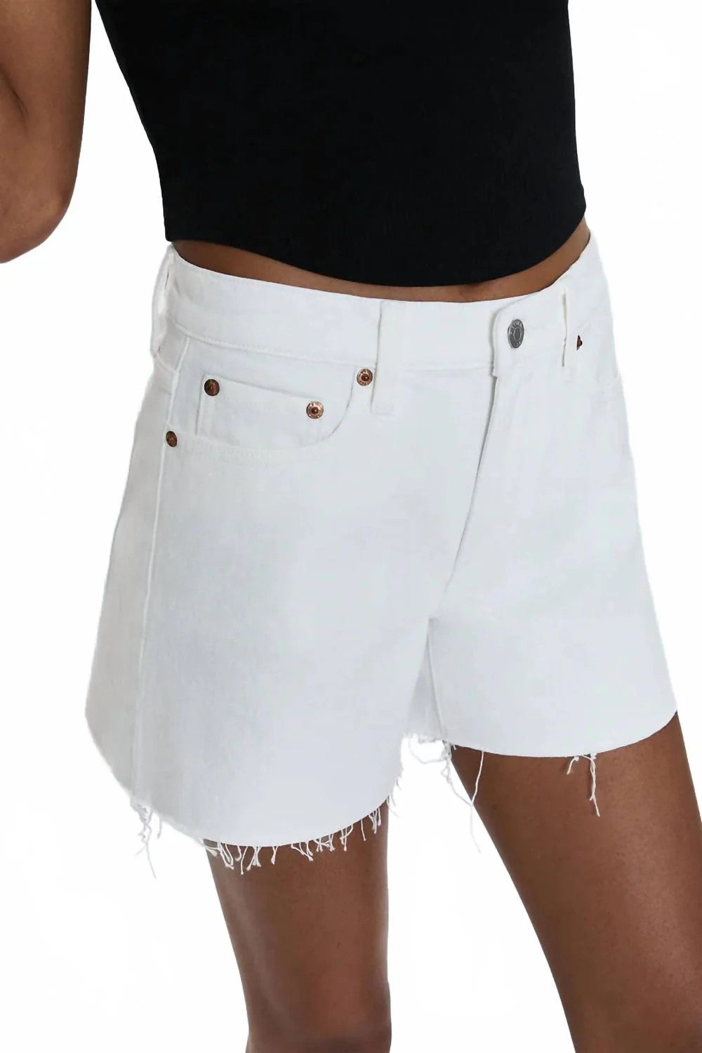 Kennedy Relaxed Mid Rise Cut Off Short In Antique White | Shop Simon