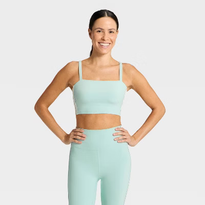 Women's Everyday Soft Light Support Velour Piped Sports Bra - All In Motion™ | Target