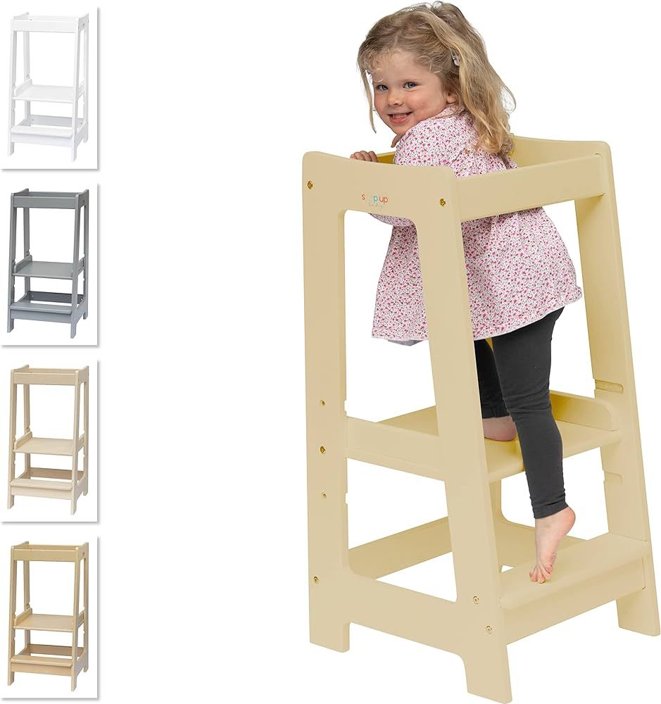 Stepup Baby Montessori Toddler Tower Kitchen Wooden Helper Step Stool, Adjustable Toddler Steps w... | Amazon (US)