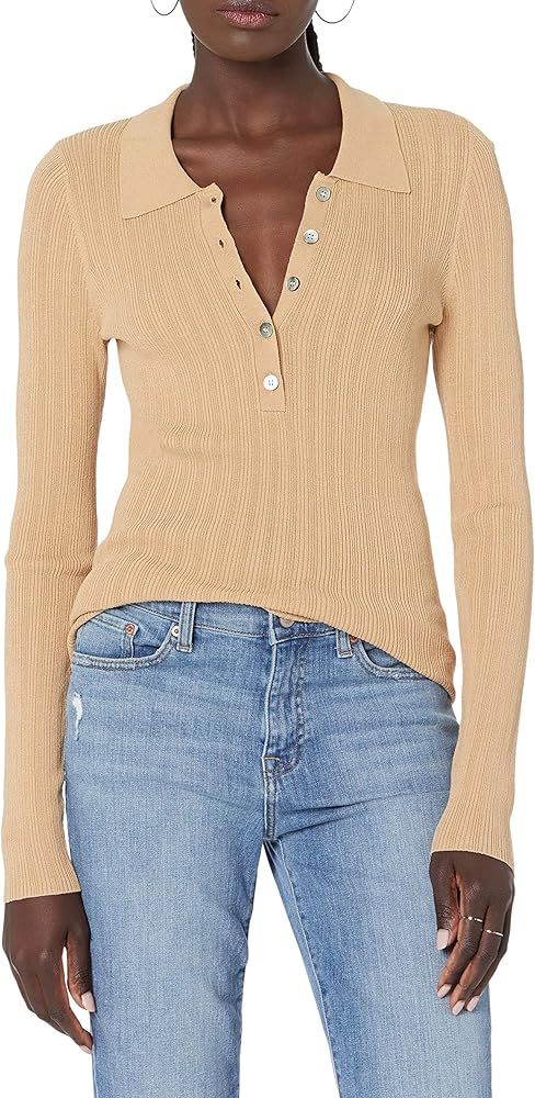 Women's Dara Slim-Fitted Variegated Rib Polo Sweater | Amazon (US)