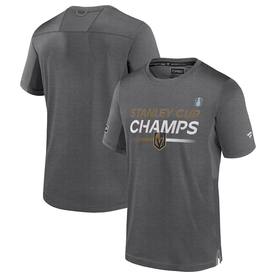 Vegas Golden Knights Fanatics Branded 2023 Stanley Cup Champions Authentic Pro T-Shirt - Gray | Fanatics