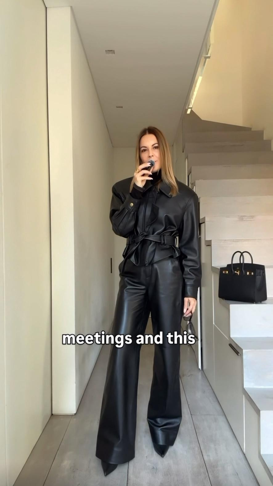 The leather jacket in Small
The trousers I wear a 2 bit couldve done a zero , they run on bigger side. 
Trench is MAMU STUDIOS. 