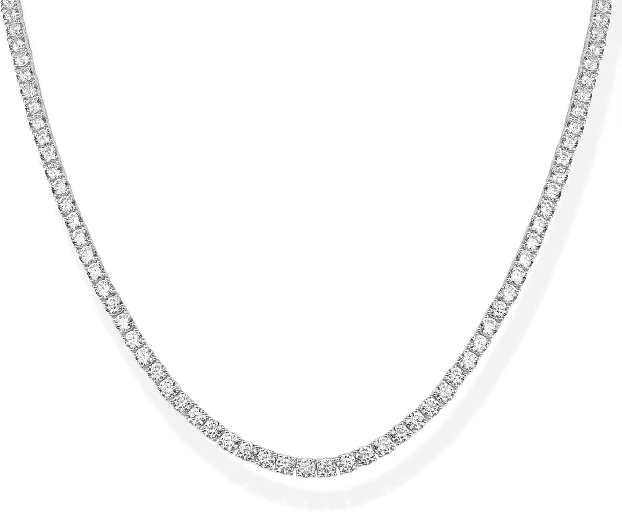 PAVOI 14K Gold Plated 3mm Simulated Diamond Tennis Necklace – Chunky Long Necklace for Women ... | Amazon (US)
