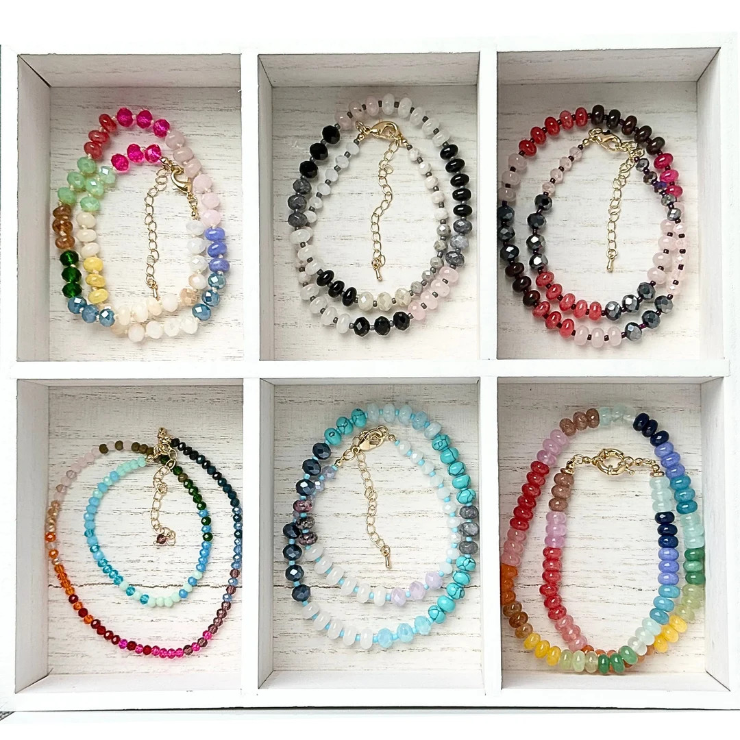 GEMSTONE + CRYSTAL NECKLACES - Colorful Necklace - Stone Bead Necklace - Faucet Crystal Necklace | Etsy (US)