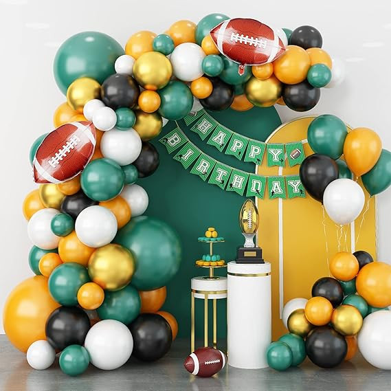 GREMAG Football Balloons Garland Kit, 110PCS Dark Green Lemon Yellow Black White Balloon Arch Kit... | Amazon (US)