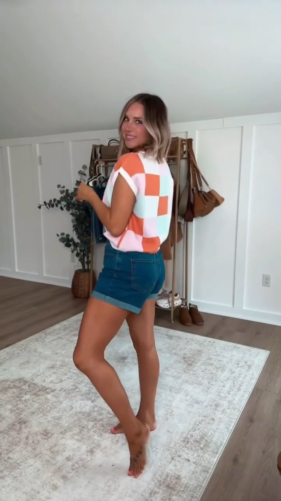 This is one of those outfits that just works every single time 🙌 Lightweight, comfy, and still looks like you tried (even if you didn’t 😉)

The pop of color in this top + these mom-approved denim shorts = the easiest spring/summer combo on repeat 🔁
Perfect for school drop-offs, errands, lunch dates… all the things.  

 #LTKdayinmylife #LTKmomlife #LTKSeasonal