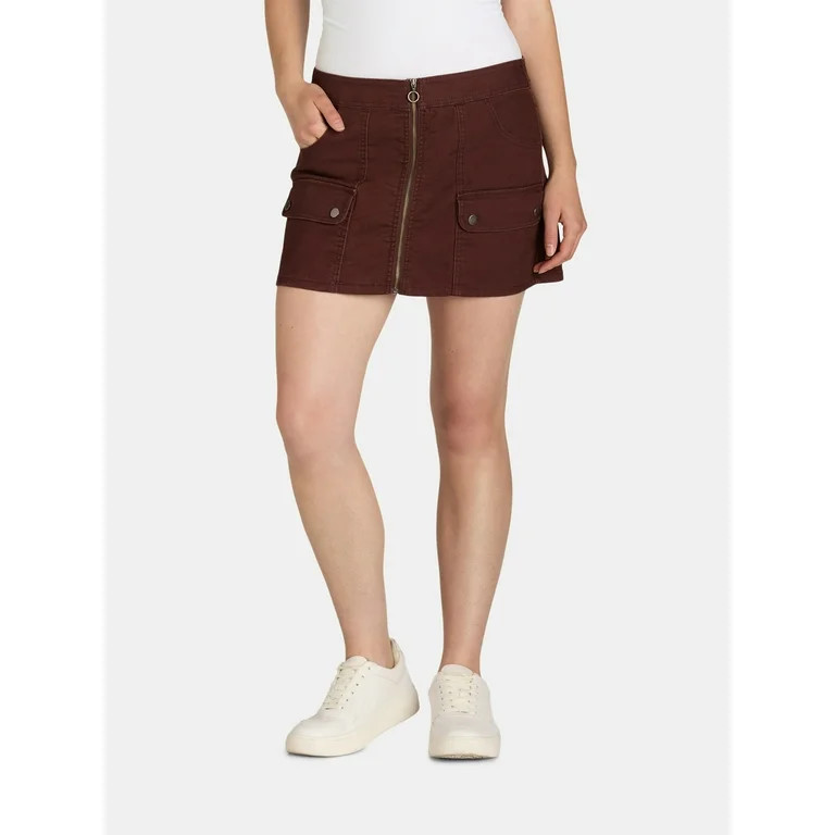 No Boundaries Zip Cargo Skirt, Women's | Walmart (US)
