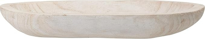 Large Whitewashed Decorative Wood Bowl - Hand Carved Paulownia Tray for Coffee Table Centerpiece ... | Amazon (US)