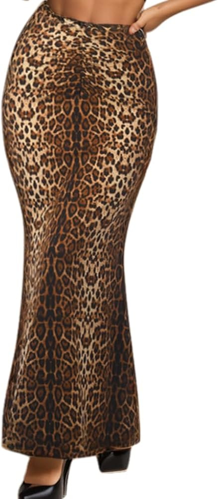 Women Fall Skirt High Elastic Waist Ruched Y2k Bodycon Long Maxi Fishtail Skirts 2024 for Casual ... | Amazon (US)