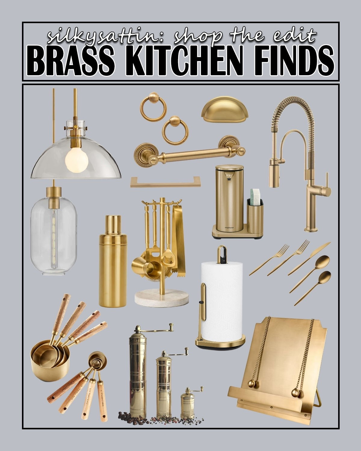 Shop the Edit: Brass Gold Kitchen Finds

Some of my favorite brass gold kitchen finds. My current style is black hardware with a modern farmhouse aesthetic. I’ve been contemplating a change and so far this one’s a winner. 

#brass #gold #kitchen #appliances #utensils #hardware 

#LTKHome #LTKFindsUnder100 #LTKFindsUnder50